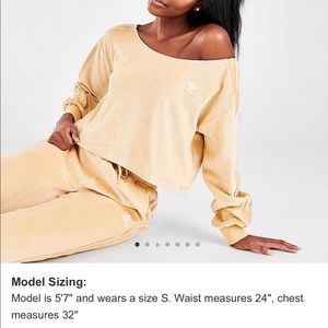 Adidas velour off the shoulder sweatshirt